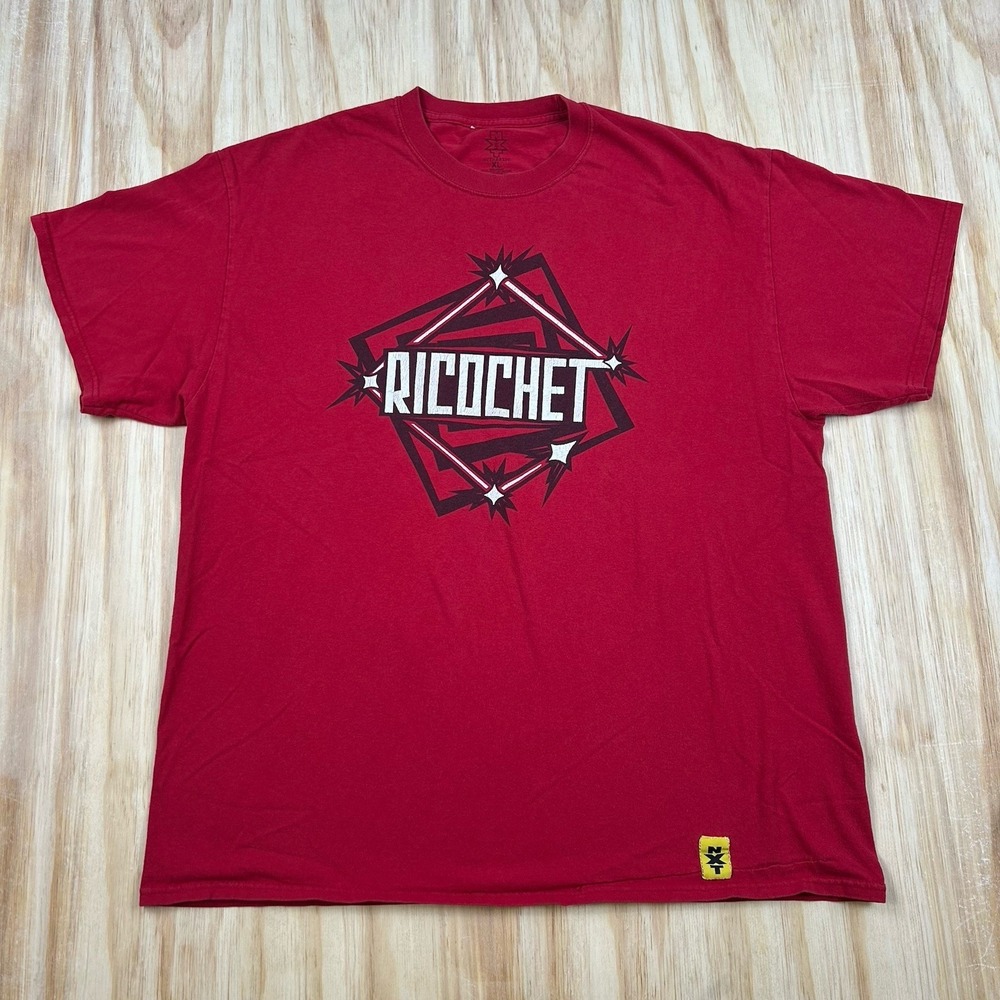 NXT Authentic WWE Ricochet Wrestling Graphic T-Shirt‎ Red Size XL Cotton